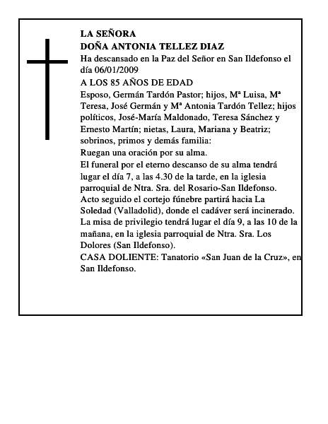 DOÑA ANTONIA TELLEZ DIAZ