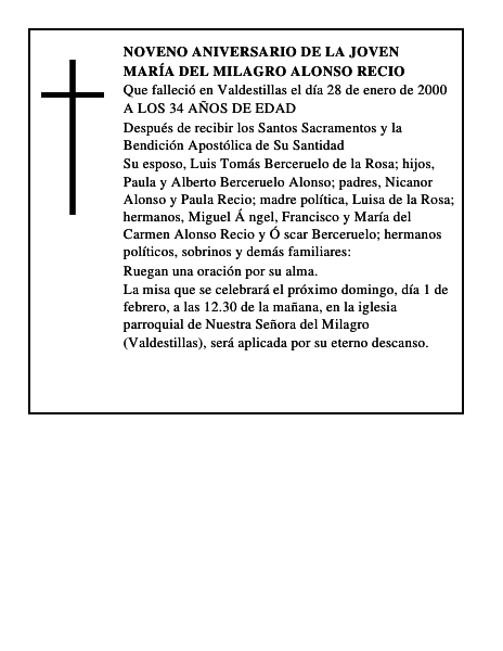 MARÍA DEL MILAGRO ALONSO RECIO