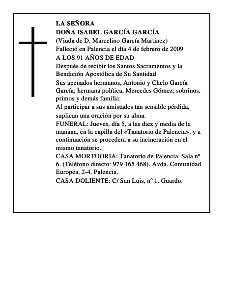 DOÑA ISABEL GARCÍA GARCÍA