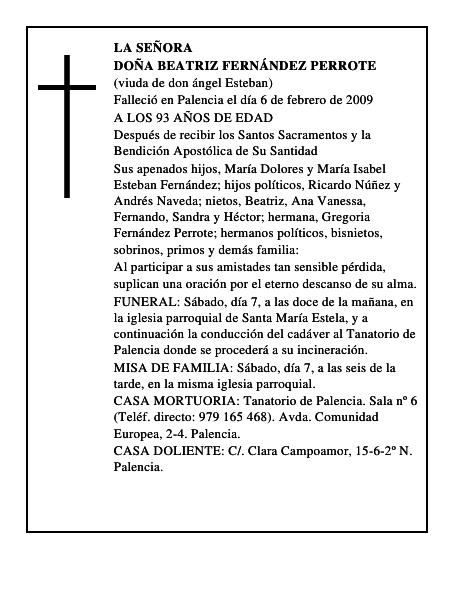 DOÑA BEATRIZ FERNÁNDEZ PERROTE