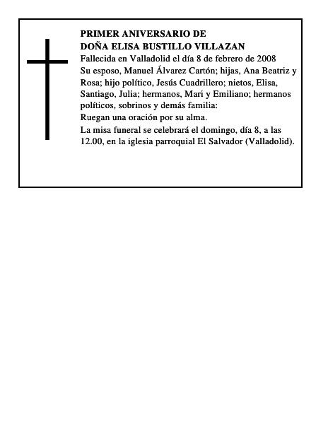 DOÑA ELISA BUSTILLO VILLAZAN