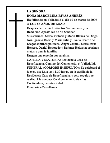 DOÑA MARCELINA RIVAS ANDRÉS