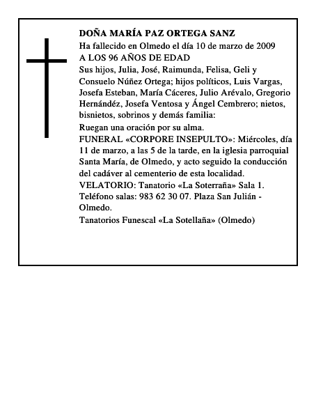 DOÑA MARÍA PAZ ORTEGA SANZ