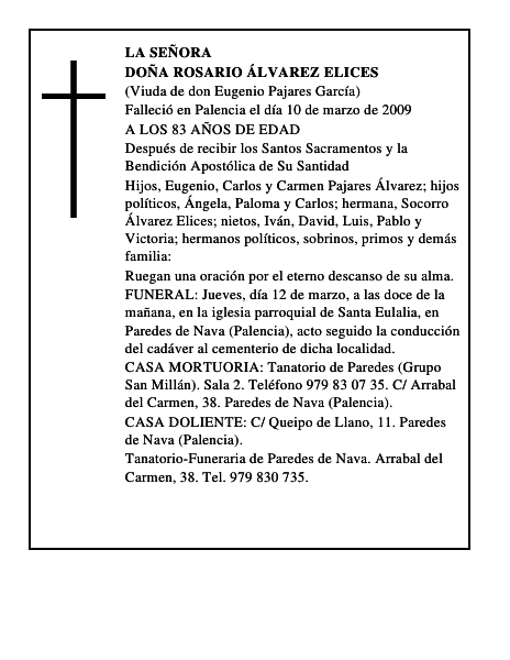 DOÑA ROSARIO ÁLVAREZ ELICES
