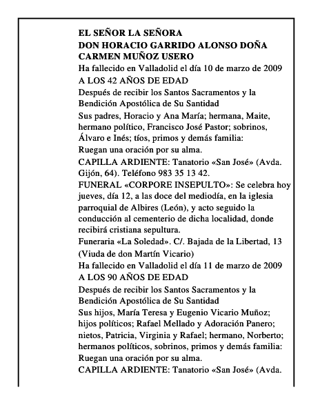 DON HORACIO GARRIDO ALONSO DOÑA CARMEN MUÑOZ USERO