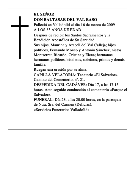 DON BALTASAR DEL VAL RASO