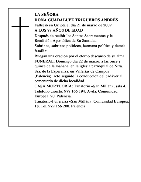 DOÑA GUADALUPE TRIGUEROS ANDRÉS