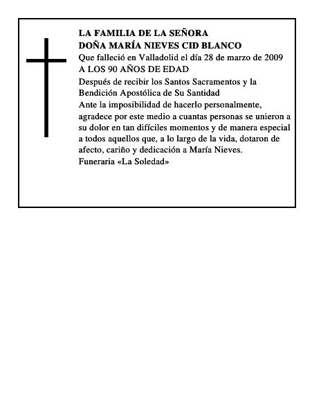 DOÑA MARÍA NIEVES CID BLANCO