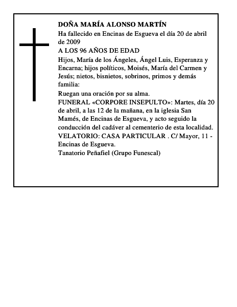 DOÑA MARÍA ALONSO MARTÍN