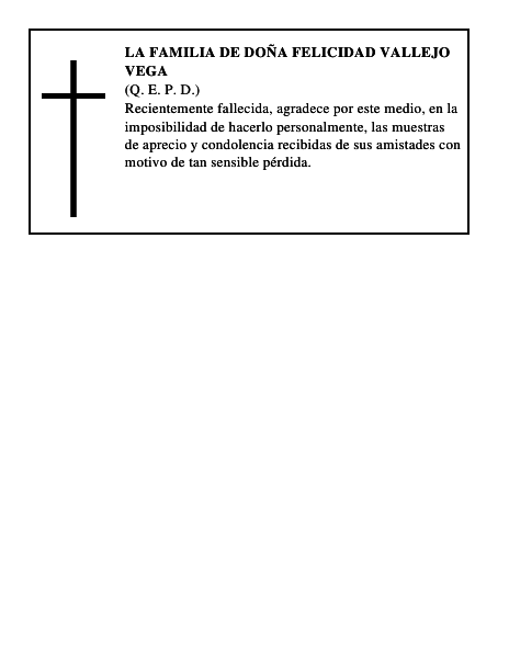 LA FAMILIA DE DOÑA FELICIDAD VALLEJO VEGA