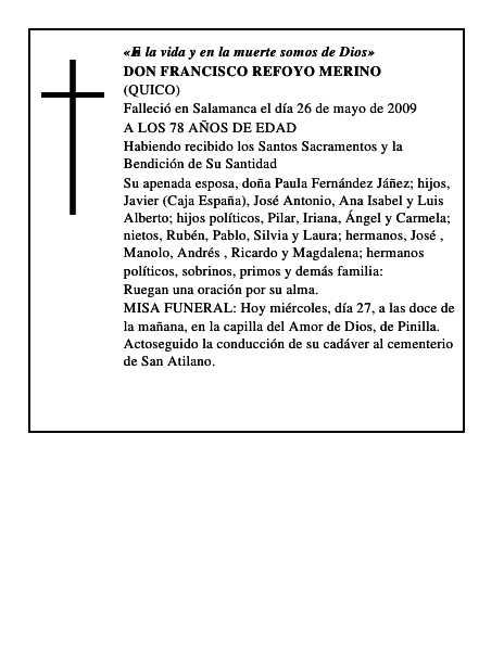 DON FRANCISCO REFOYO MERINO