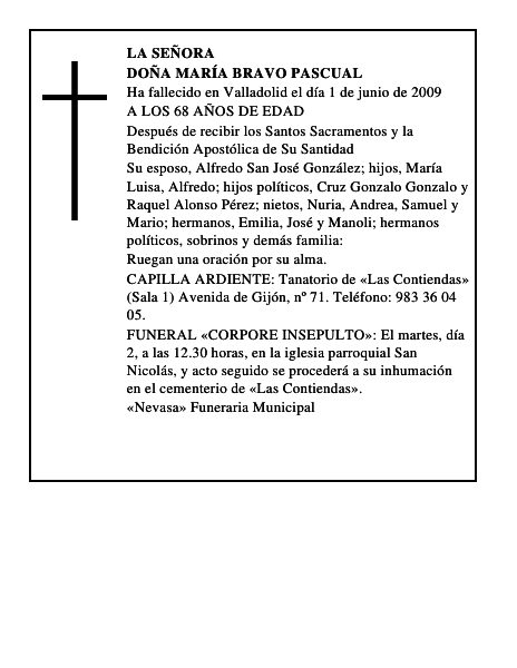 DOÑA MARÍA BRAVO PASCUAL