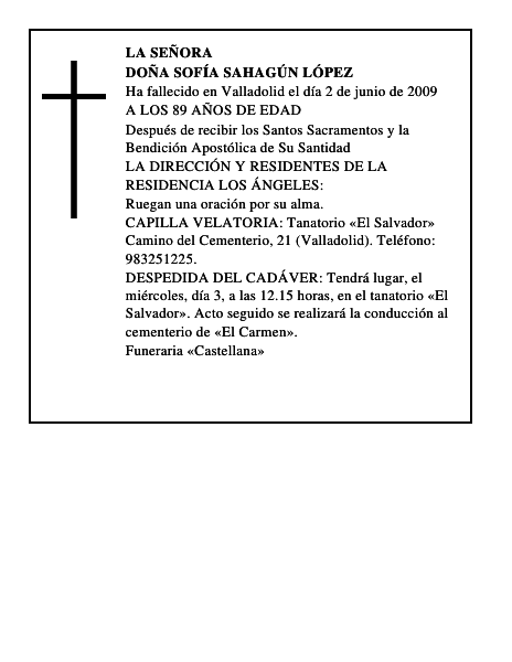 DOÑA SOFÍA SAHAGÚN LÓPEZ