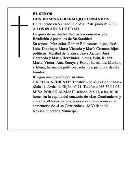 DON DOMINGO BERMEJO FERNÁNDEZ