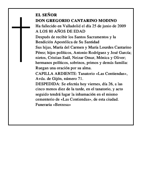 DON GREGORIO CANTARINO MODINO