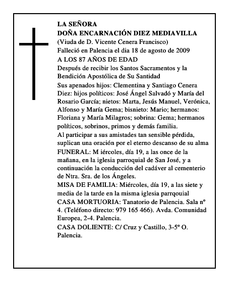 DOÑA ENCARNACIÓN DIEZ MEDIAVILLA
