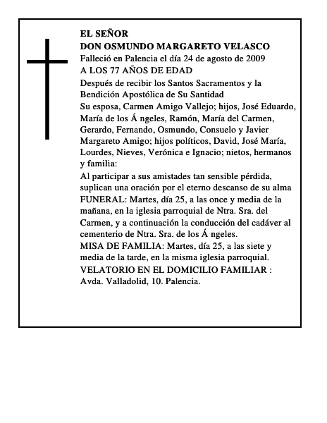 DON OSMUNDO MARGARETO VELASCO