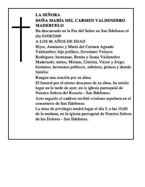 DOÑA MARÍA DEL CARMEN VALDENEBRO MADERUELO