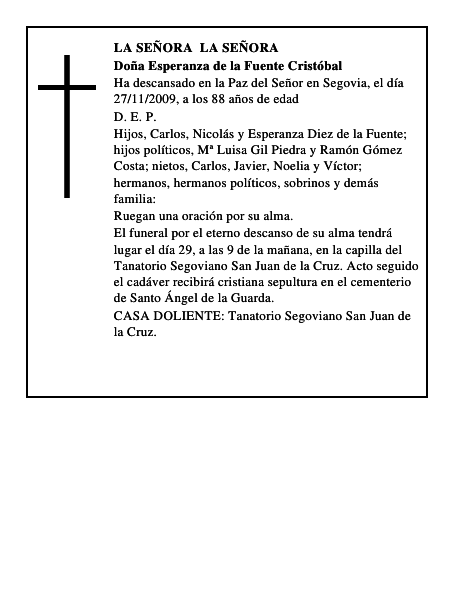 Doña Esperanza de la Fuente Cristóbal