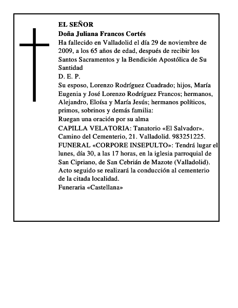 Doña Juliana Francos Cortés