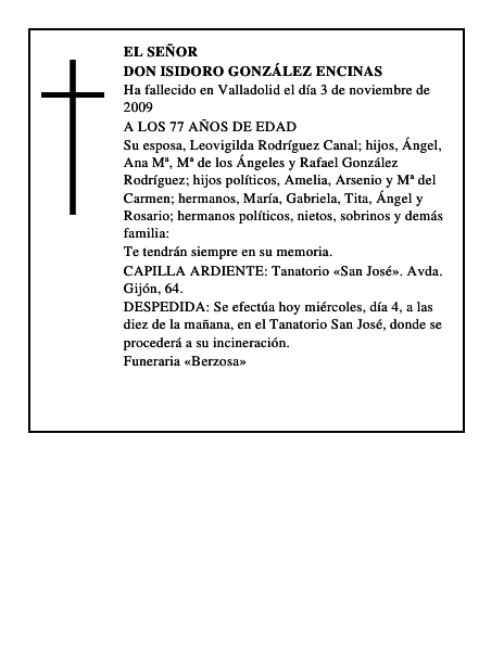 DON ISIDORO GONZÁLEZ ENCINAS