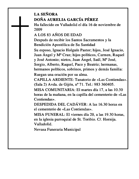 DOÑA AURELIA GARCÍA PÉREZ