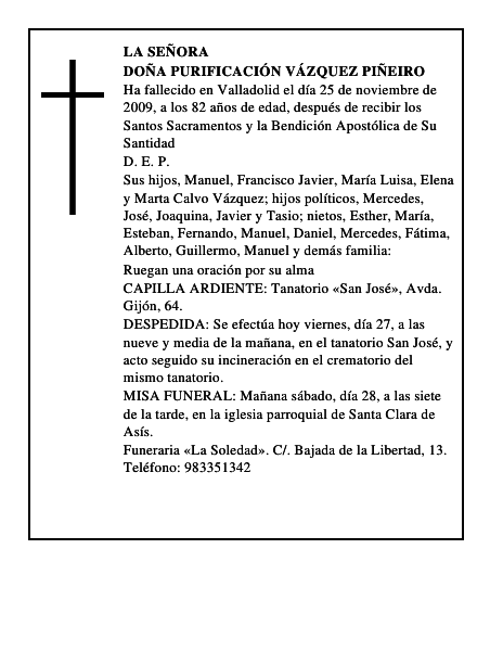 Doña Purificación Vázquez Piñeiro