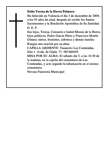 Doña Teresa de la Horra Palmero