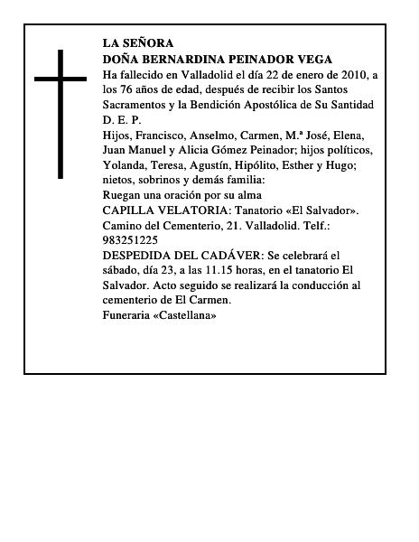 Doña Bernardina Peinador Vega