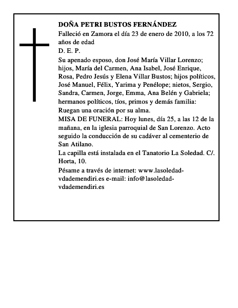 Doña Petri Bustos Fernández