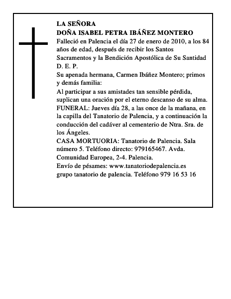 Doña Isabel Petra Ibáñez Montero