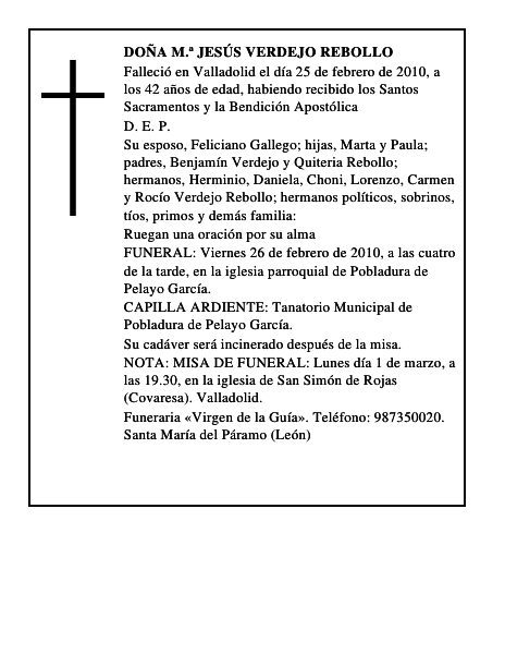Doña M.ª Jesús Verdejo Rebollo