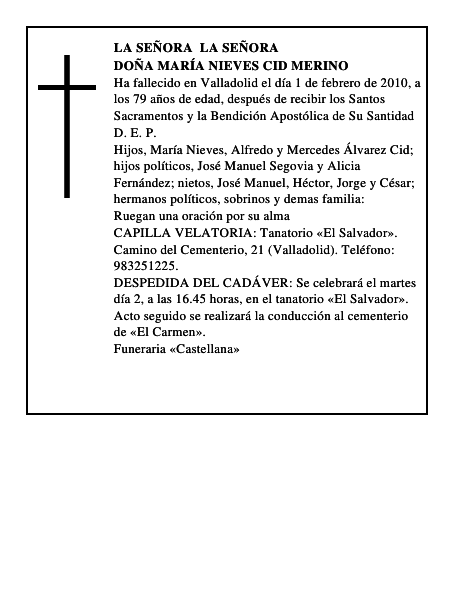 Doña María Nieves Cid Merino