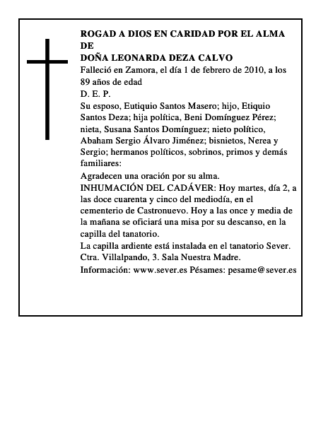 Doña Leonarda Deza Calvo