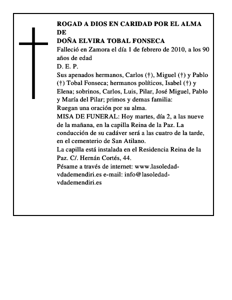 Doña Elvira Tobal Fonseca