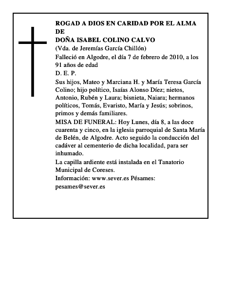 Doña Isabel Colino Calvo