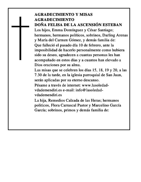 Doña Felisa de la Ascensión Esteban