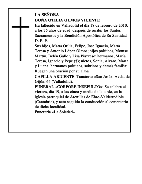 Doña Otilia Olmos Vicente