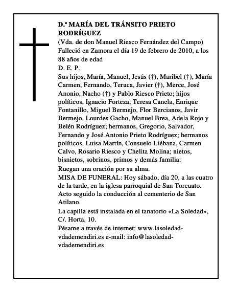 D.ª María del Tránsito Prieto Rodríguez
