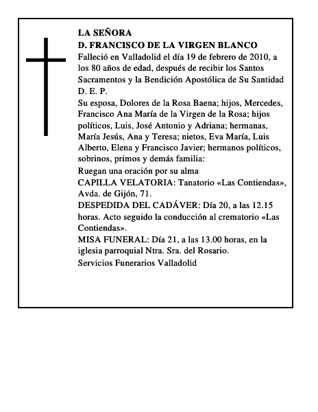 D. Francisco de la Virgen Blanco
