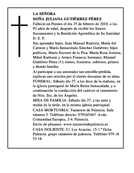 Doña Juliana Gutiérrez Pérez