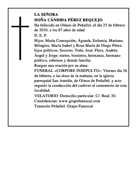Doña Cándida Pérez Requejo