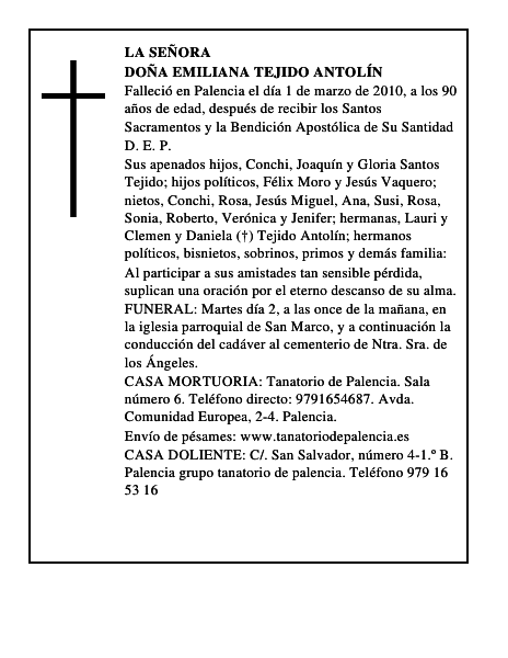 Doña Emiliana Tejido Antolín