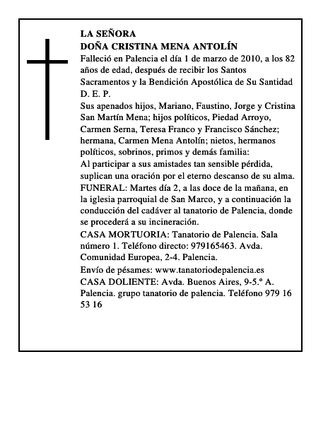 Doña Cristina Mena Antolín