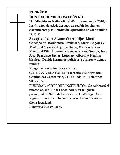 Don Baldomero Valdés Gil