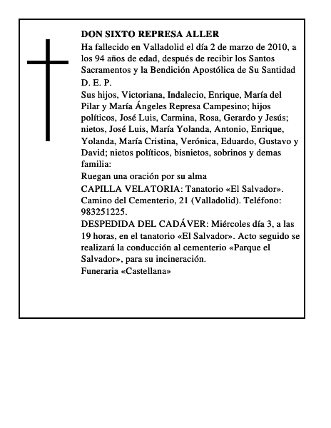 Don Sixto Represa Aller