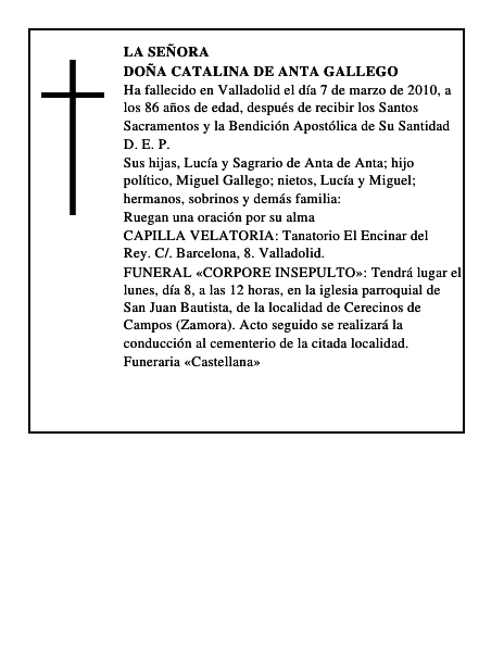 Doña Catalina de Anta Gallego