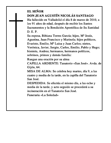 Don Juan Agustín Nicolás Santiago