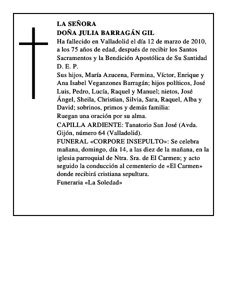Doña Julia Barragán Gil
