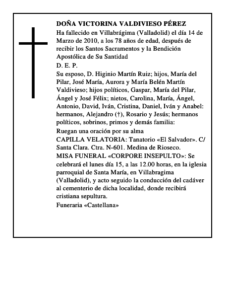 Doña Victorina Valdivieso Pérez